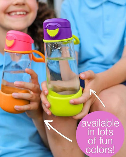 b.box Tritan Sport Spout Drink Bottle-Strawberry Shake Pink Orange-With Easy Push Button & Ergonomic Triangular Shape-450 ml