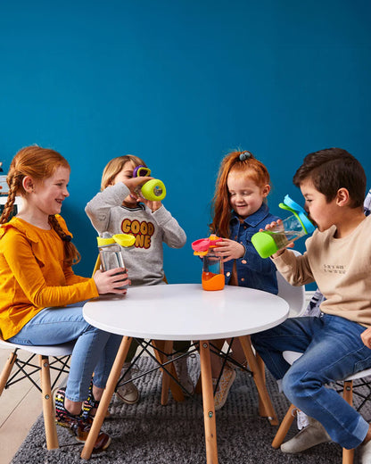 b.box Tritan Sport Spout Drink Bottle-Strawberry Shake Pink Orange-With Easy Push Button & Ergonomic Triangular Shape-450 ml