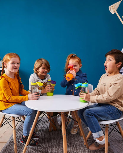 b.box Tritan Sport Spout Drink Bottle-Strawberry Shake Pink Orange-With Easy Push Button & Ergonomic Triangular Shape-450 ml