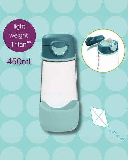b.box Tritan Sport Spout Drink Bottle-Emerald Forest Green-With Easy Push Button & Ergonomic Triangular Shape-450 ml