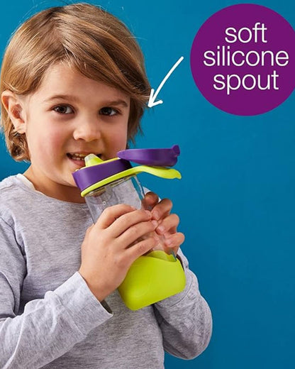 b.box Tritan Sport Spout Drink Bottle-Emerald Forest Green-With Easy Push Button & Ergonomic Triangular Shape-450 ml