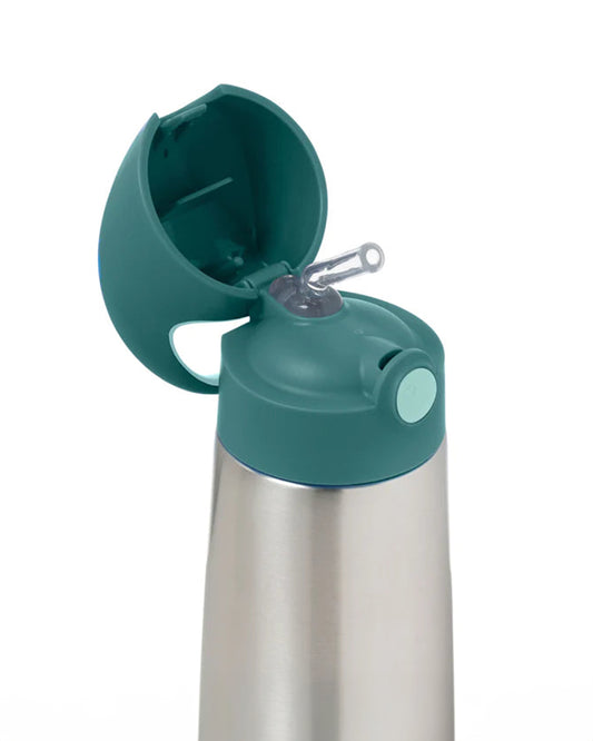 b.box Insulated Stainless Steel Straw Sipper-With Silicone Straw Top-Emerald Forest Green