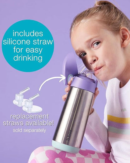 b.box Insulated Stainless Steel Straw Sipper-With Silicone Straw Top-Lilac Pop Purple