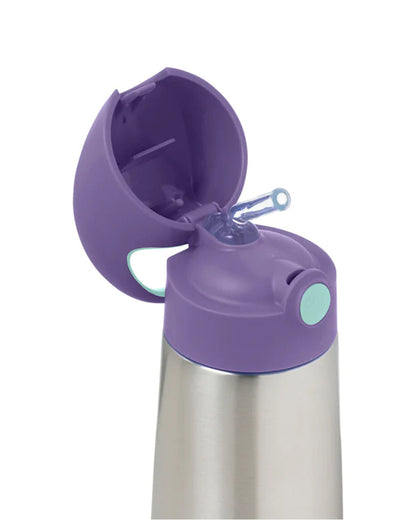 b.box Insulated Stainless Steel Straw Sipper-With Silicone Straw Top-Lilac Pop Purple