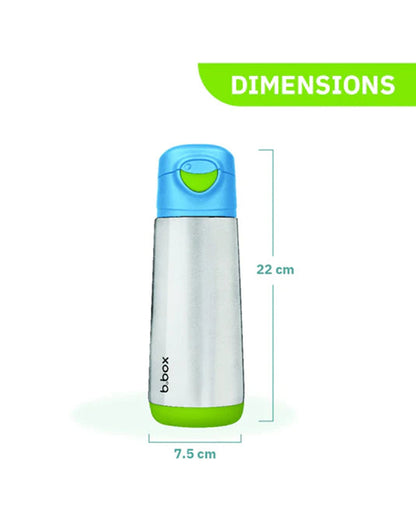 b.box Insulated Sport Spout Drink Bottle-Ocean Breeze Blue Green-Stainless Steel-With Easy Push Button-500 ml