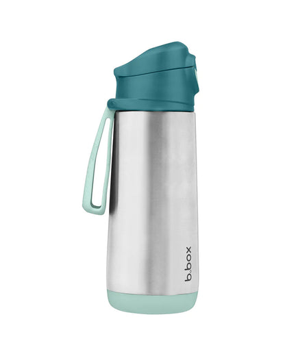 b.box Insulated Sport Spout Drink Bottle-Emerald Forest Green-Stainless Steel-With Easy Push Button-500 ml