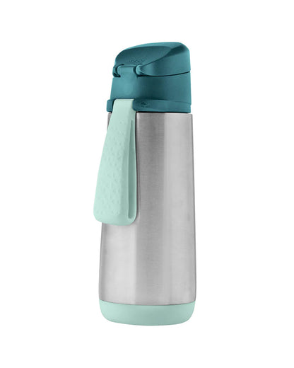 b.box Insulated Sport Spout Drink Bottle-Emerald Forest Green-Stainless Steel-With Easy Push Button-500 ml