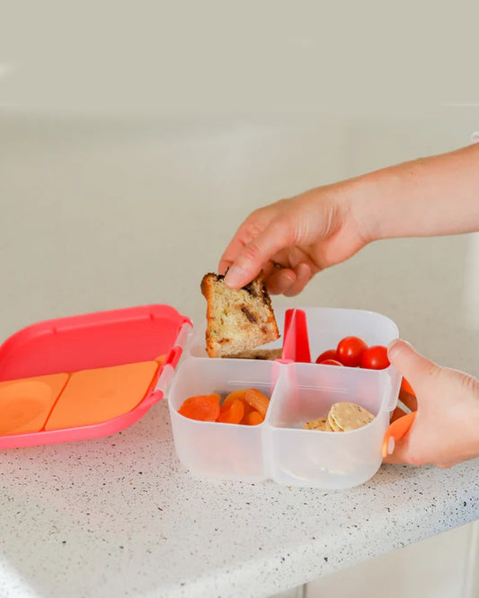 b.box Mini Lunch Box-Leak Proof-Removable Divider-Strawberry Shake Pink Orange-For Feeding Infants