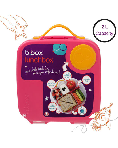 b.box Mini Lunch Box-Leak Proof-Removable Divider-Strawberry Shake Pink Orange-For Feeding Infants