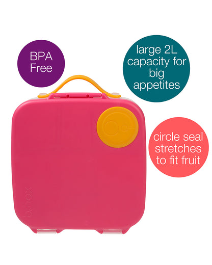 b.box Mini Lunch Box-Leak Proof-Removable Divider-Strawberry Shake Pink Orange-For Feeding Infants