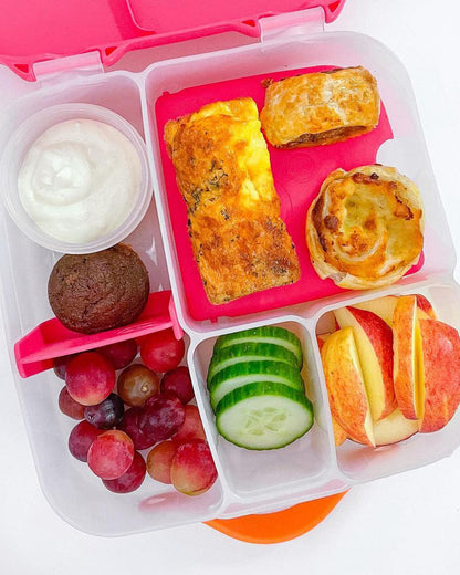 b.box Mini Lunch Box-Leak Proof-Removable Divider-Strawberry Shake Pink Orange-For Feeding Infants