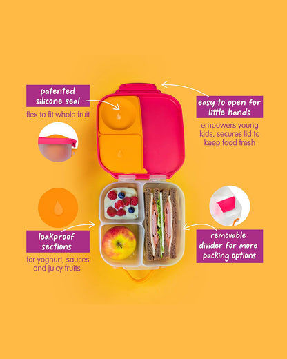 b.box Mini Lunch Box-Leak Proof-Removable Divider-Strawberry Shake Pink Orange-For Feeding Infants