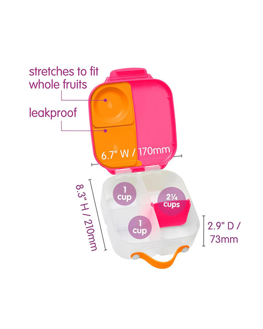 b.box Mini Lunch Box-Leak Proof-Removable Divider-Strawberry Shake Pink Orange-For Feeding Infants