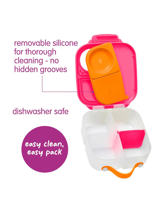 b.box Mini Lunch Box-Leak Proof-Removable Divider-Strawberry Shake Pink Orange-For Feeding Infants