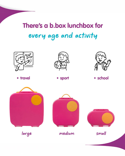 b.box Mini Lunch Box-Leak Proof-Removable Divider-Strawberry Shake Pink Orange-For Feeding Infants