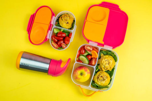 b.box Mini Lunch Box-Leak Proof-Removable Divider-Strawberry Shake Pink Orange-For Feeding Infants