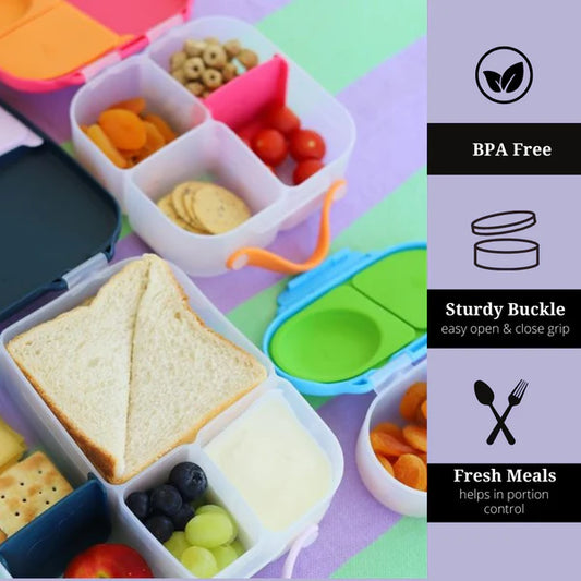 b.box Mini Lunch Box-Leak Proof-Removable Divider-Strawberry Shake Pink Orange-For Feeding Infants