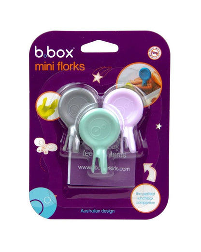 b.box Mini Fork Set-Large Easy Grip Handles-Pack of 3-Pastel-For Infants