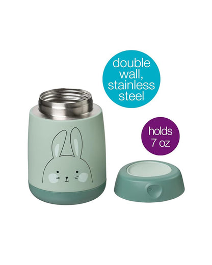 b.box Insulated Food Jar Mini-Double Walled Stainless Steel-Leak Proof-So Bunny Green-For Feeding Infants