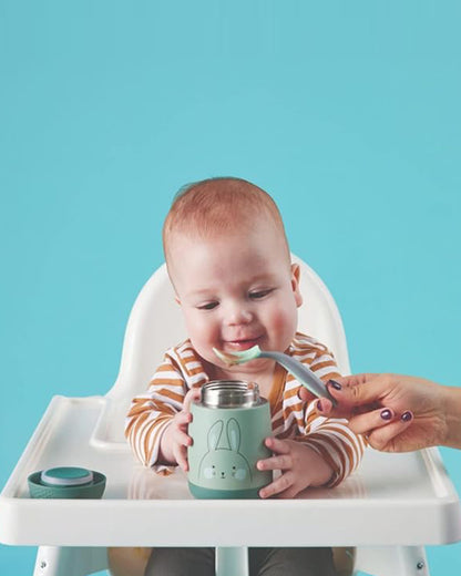 b.box Insulated Food Jar Mini-Double Walled Stainless Steel-Leak Proof-So Bunny Green-For Feeding Infants