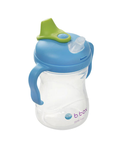 b.box Soft Spout Cup-Blueberry Blue Green-With Angled Spout for Easy Drinking & Easy Grip Handles-240 ml