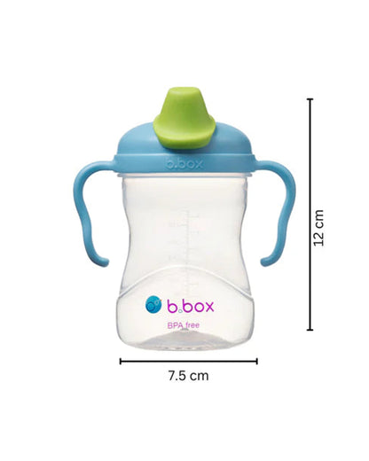 b.box Soft Spout Cup-Blueberry Blue Green-With Angled Spout for Easy Drinking & Easy Grip Handles-240 ml