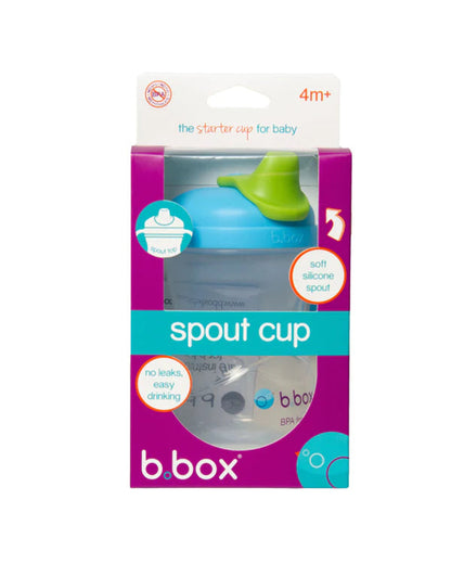 b.box Soft Spout Cup-Blueberry Blue Green-With Angled Spout for Easy Drinking & Easy Grip Handles-240 ml