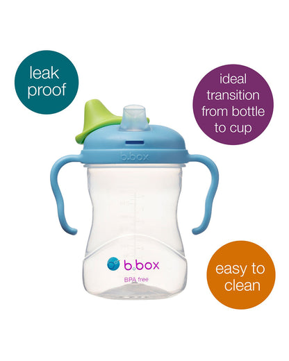 b.box Soft Spout Cup-Blueberry Blue Green-With Angled Spout for Easy Drinking & Easy Grip Handles-240 ml