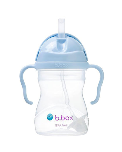 b.box Any Angle Weighted Straw Sippy Cup-With Flip Top Lid-Bubblegum Blue
