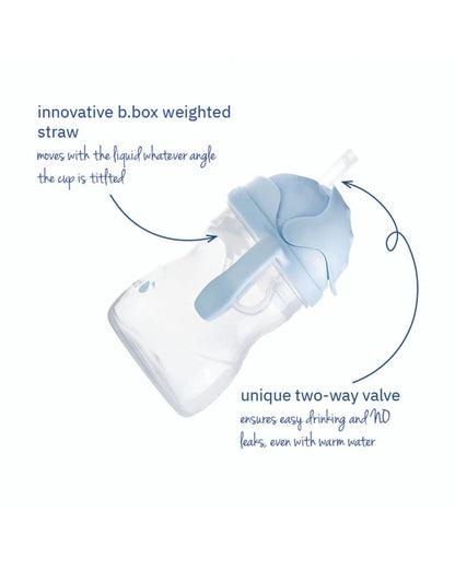 b.box Any Angle Weighted Straw Sippy Cup-With Flip Top Lid-Bubblegum Blue