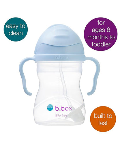 b.box Any Angle Weighted Straw Sippy Cup-With Flip Top Lid-Bubblegum Blue