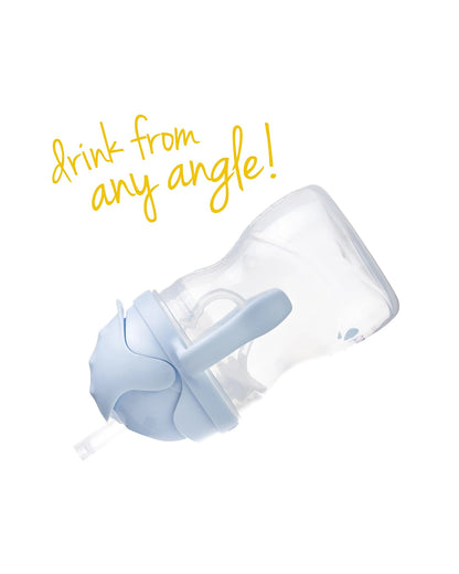 b.box Any Angle Weighted Straw Sippy Cup-With Flip Top Lid-Bubblegum Blue