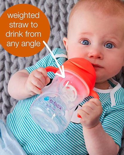 b.box Any Angle Weighted Straw Sippy Cup-With Flip Top Lid-Bubblegum Blue