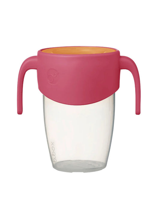 b.box 360 Cup-With Twist Lock Design & Handles-Strawberry Shake Pink Orange-For Infants