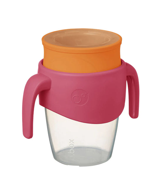 b.box 360 Cup-With Twist Lock Design & Handles-Strawberry Shake Pink Orange-For Infants