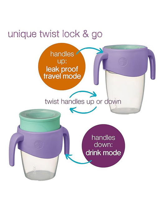 b.box 360 Cup-With Twist Lock Design & Handles-Lilac Pop Purple-For Infants