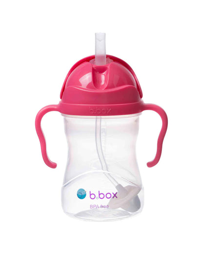 b.box Meal Set-With Weighted Straw Sipper-Strawberry Shake Pink Orange-For Feeding Infants