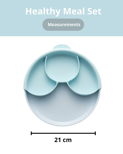 Miniware Healthy Meal Plate-Aqua-With Detachable Suction Foot-Plant Based-For Feeding Infants