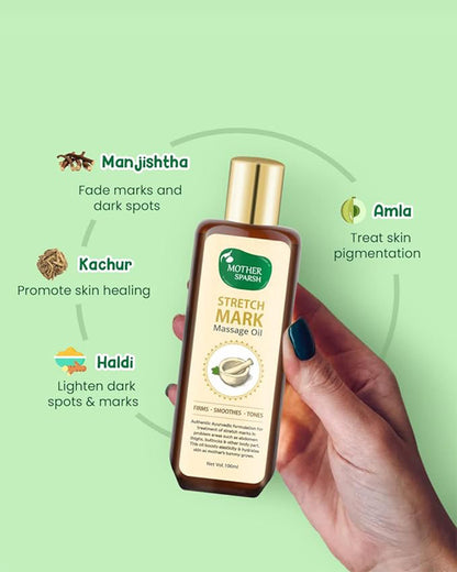 Mother Sparsh Stretch Marks Oil-Lightens Stretch Marks-Skin Firming & Toning-Non Sticky-Pregnancy Safe