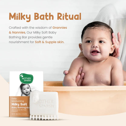 Mother Sparsh Daily Moisturizing Milky Soft Baby Soap Bar-With Milk & Coconut Oil