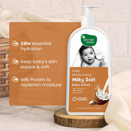 Mother Sparsh Daily Moisturizing Milky Soft Baby Lotion-With Milk & Coconut Oil