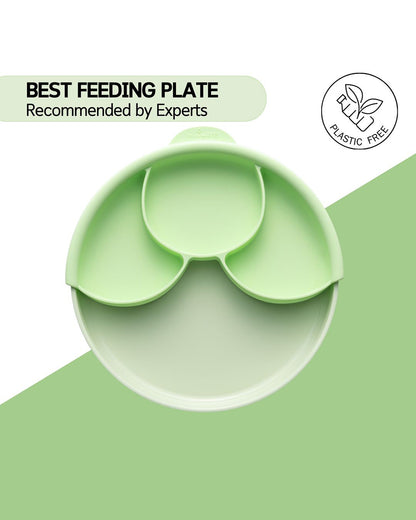 Miniware Healthy Meal Plate-Key Lime-With Detachable Suction Foot-Plant Based-For Feeding Infants