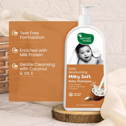 Mother Sparsh Daily Moisturizing Milky Soft Baby Shampoo-With Milk & Coconut Oil