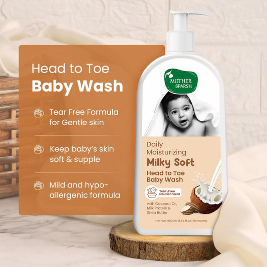 Mother Sparsh Daily Moisturizing Milky Soft Baby Head to Toe Wash-With Milk & Coconut Oil