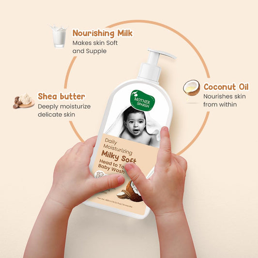 Mother Sparsh Daily Moisturizing Milky Soft Baby Head to Toe Wash-With Milk & Coconut Oil