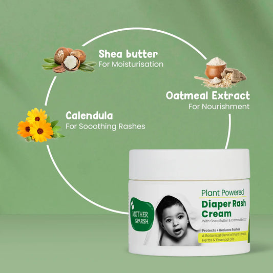 Mother Sparsh Plant Powered Baby Diaper Rash Cream-With Shea Butter & Oatmeal Extract