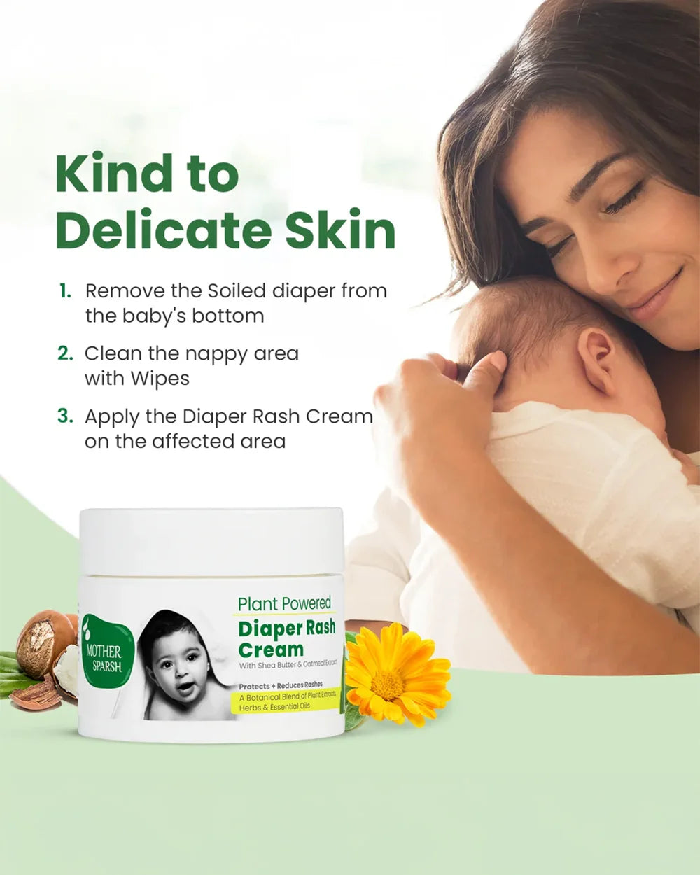 Mother Sparsh Plant Powered Baby Diaper Rash Cream-With Shea Butter Oatmeal Extract