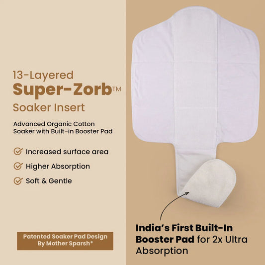 Mother Sparsh Domino Night Plant Powered Cloth Dry Feel Diaper-Padded Underwear With Super Zorb Soaker Insert-Washable & Reusable-3 to 36M