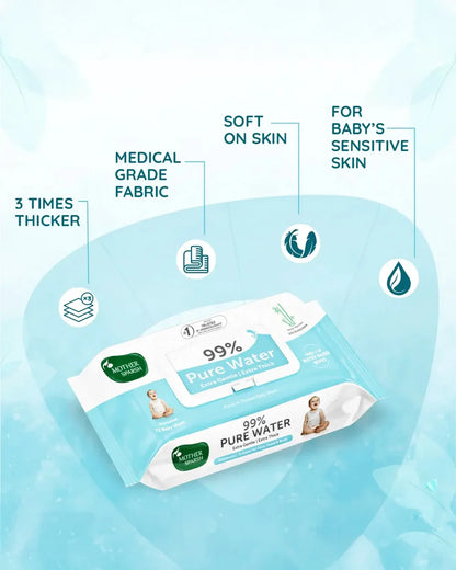 Mother Sparsh 99% Pure Water Unscented Baby Wet Wipes-With Calendula