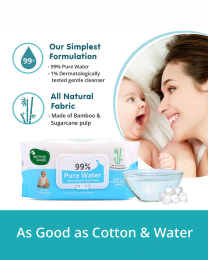 Mother Sparsh 99% Pure Water Unscented Baby Wet Wipes-With Calendula